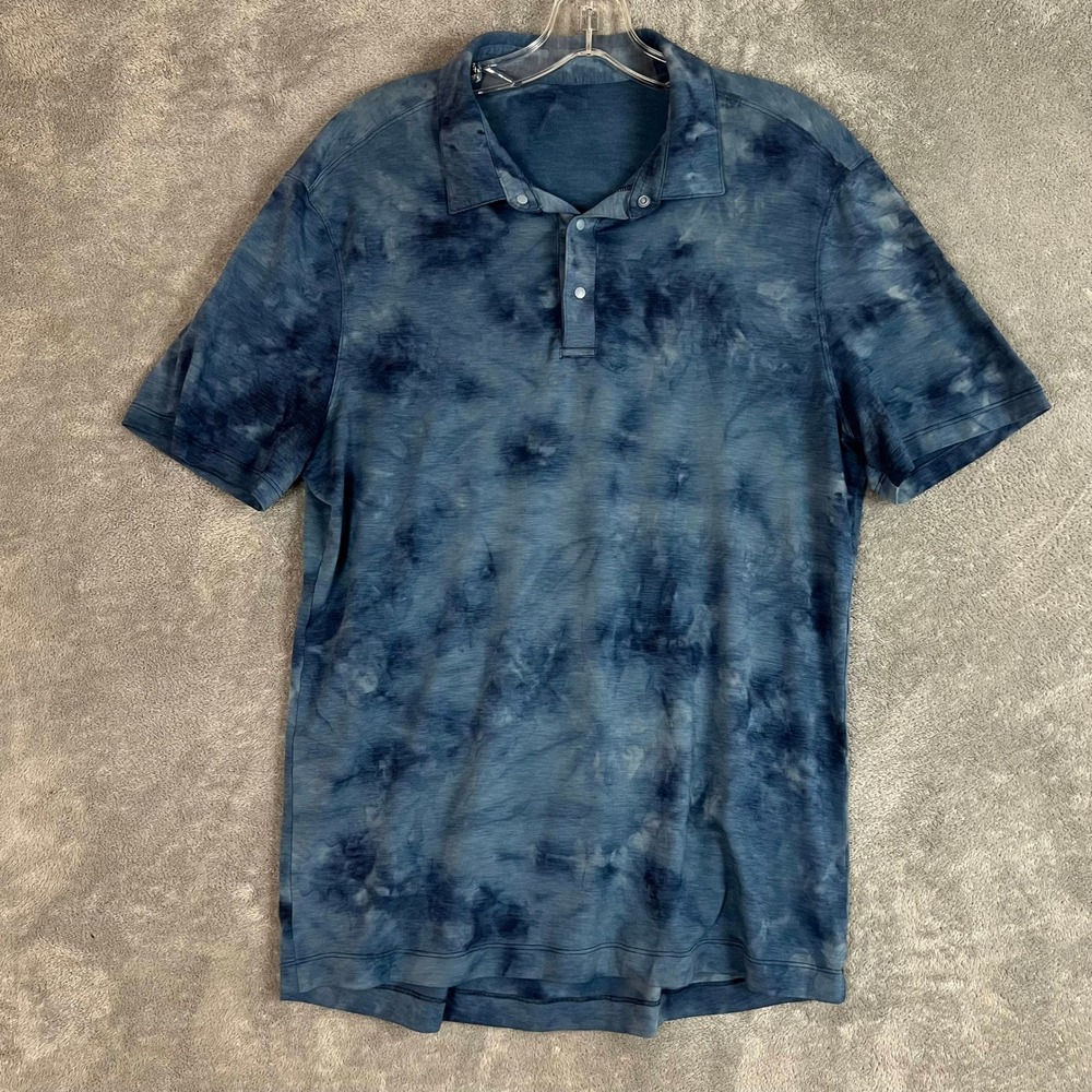 Lululemon Evolution Polo Shirt Mens M Diamond Tie Dye Lightweight Performance